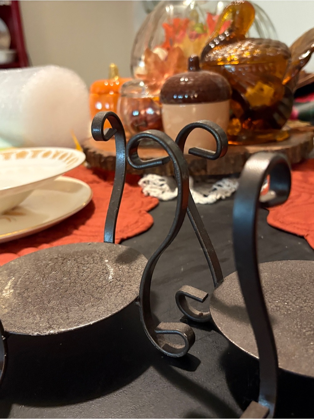 Black Iron Scroll Candle Holder Trio - Home Dining
